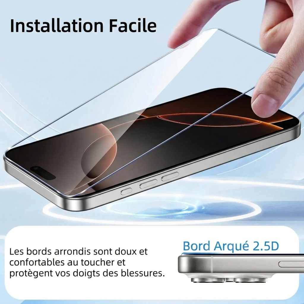 Verre Trempé iPhone - Protection 9H Anti-Choc & Rayures
